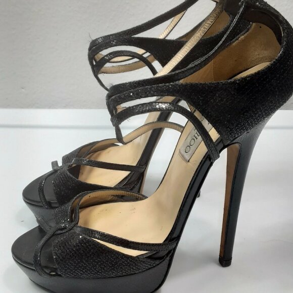 Jimmy Choo Women's Pumps Heels Black strappy - Picture 7 of 8